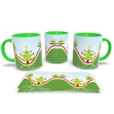 Imagem de Canecas Verde de Porcelana Personalizadas Arvore de Natal - Estampa Su