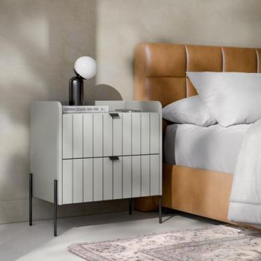 Imagem de mesa de cabeceira em madeira mdf off white moderna 60cm - Aprire Móvei