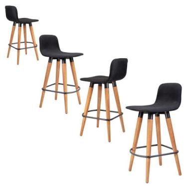 Imagem de Kit 4 Meia Banquetas Línea Modernas Cozinha Reforçadas Preto - UniDeco