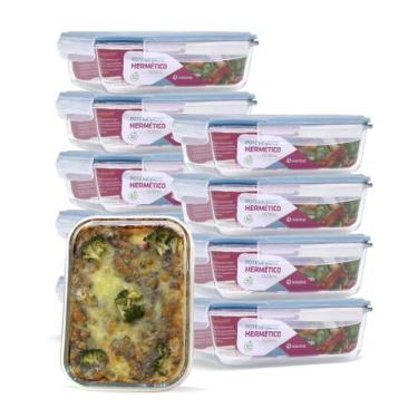 Imagem de KIT 10 Potes de Vidro Retangular com Tampa Hermética 1520ml - U4HOME, 