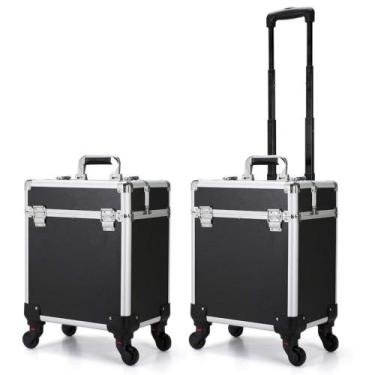 Imagem de Maleta Mala de Maquiagem Profissional Divisórias e Rodinha 1+ Andar Co