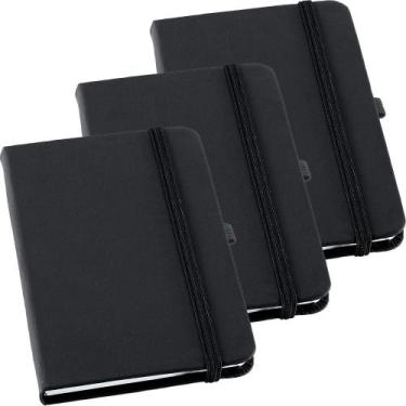 Imagem de Kit 3x Caderneta de Anotações 9x14cm 80 Fls Sem Pauta Preto - TopGet