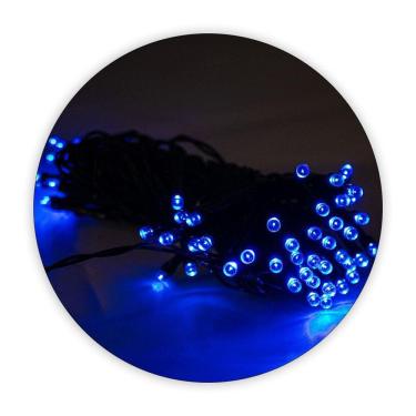 Imagem de Cordão Led Pisca 10m 80L Carregamento Solar Natal Azul