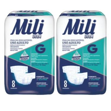 Imagem de Fralda Geriatrica Mili Vita Adulto    Tamanho G   2 Pacotes de 8 un   
