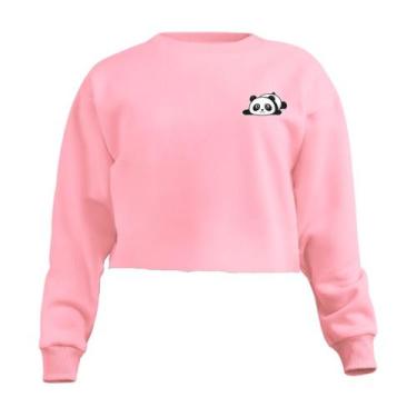 Imagem de Blusa Cropped Moletom Panda Feminino Personalizado com Cintura Descost