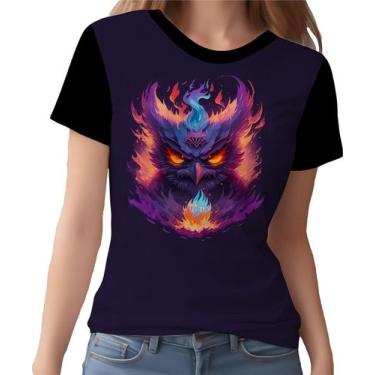 Imagem de Camisa Camiseta Estampada Coruja Fogo Ilustração Moda 2 - Enjoy Shop, 