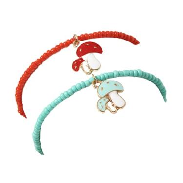 Imagem de Pulseira elástica de cristal com contas de arroz coloridas boêmias, fofa, engraçada, cogumelo, abacate, frutas, joias de praia de verão para mulheres e meninas, metal, liga,, One Size, Metal, Liga