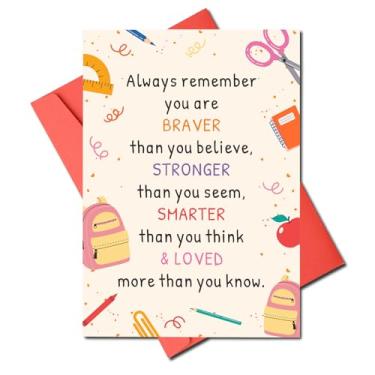 Imagem de Cartão de presente de primeiro dia de escola para filha filho de mãe pai presentes de volta às aulas para estudantes filha filho cartão de aniversário presentes volta às aulas materiais pré-escolares