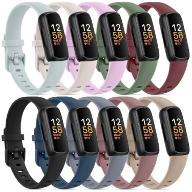 Imagem de Pacote com 10 pulseiras para Fitbit Inspire 3 para mulheres e homens, pulseiras de silicone macio ajustáveis para Fitbit Inspire 3 Fitness Tracker (pacote com 10 B)