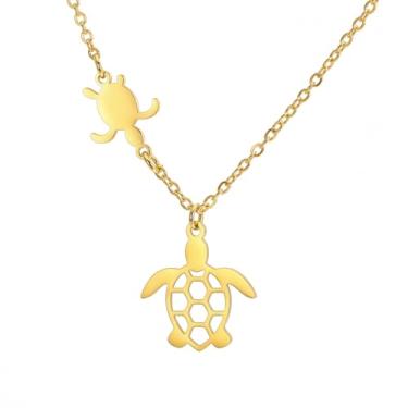 Imagem de OIDIMS Colar de tartaruga fofo para mulheres e homens, colar com pingente de tartaruga marinha adorável animal delicado banhado a ouro gargantilha de aço inoxidável joia de Natal dia das mães