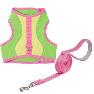 Imagem de Peitoral ajustável para gatos com guia de 1,8 m macio respirável para caminhada para gatos (verde, pequeno)