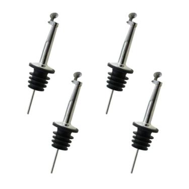 Imagem de SQXBK 4 peças de aço inoxidável preto 105 mm tampa automática flip top garrafa de vinho bocal dispensador de azeite de oliva para garrafa de líquido