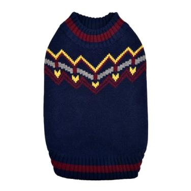 Imagem de Puppia Kylo Suéter de tricô para cães de inverno para cães pequenos e médios, azul-marinho, GG