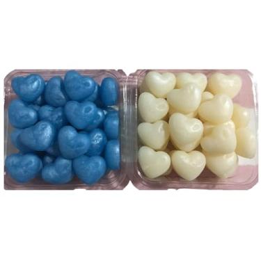 Imagem de Sabonete Artesanal Mini Coração Perolado - Escolha a quantidade, cor e Aroma (200, 100 Azul + 100 Branco com Natura Mamãe e Bebê)