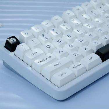 Imagem de Sumgsn Teclas de arco de 154 teclas, teclado PBT minimalista preto e branco, tampa de tecla Cherry Profile Double Shot, conjunto de teclas personalizadas para teclado layout 60/75/84/104/108 (branco)