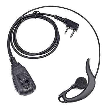 Imagem de UAYESOK Fone de ouvido Walkie Talkie em forma de G com microfone PTT grande de 2 pinos tipo K para rádio bidirecional Baofeng Kenwood Retevis TYT HYT