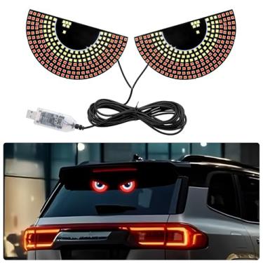 Imagem de PIFOOG Luz de olho de diabo para carros para-brisa luzes LED olho de demônio luz de janela traseira carro luz sinal de raiva cintilante iluminação USB Cool Gadgets vermelho branco