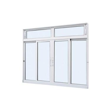 Imagem de Janela de Correr em Alumínio Branco Caribe Max 100x120x6cm 4 Folhas c/