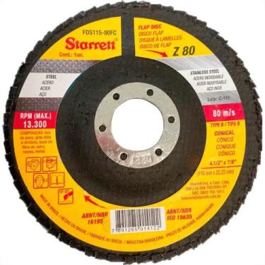 Imagem de Disco Flap Starrett 4.1/2'' X 7/8''- Grao 80