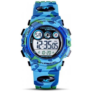 Imagem de Relógio Digital com Cronômetro para Crianças de 5 até 15 Anos, GOLDEN HOUR, Azul Camuflado