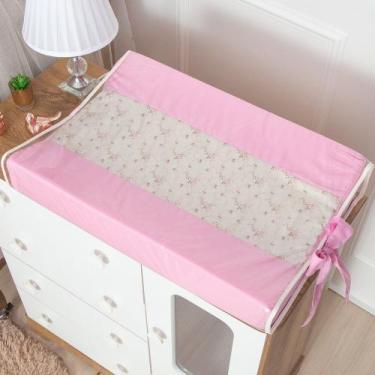 Imagem de Trocador Anatômico de Bebê Luxo Floral Rosa - Miguel Baby