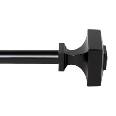 Imagem de Deco Window Haste de cortina ajustável para janelas de 45,7 a 111 cm, extensível, resistente, 3/4 polegadas, varões de cortina de ferro com acabamentos quadrados, varões de cortina franceses montados