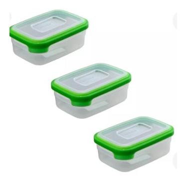 Imagem de Kit 3 Potes Marmitas 500ml Freezer/Microondas Transparente - Helsim, V