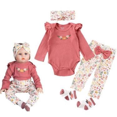 Imagem de Conjunto de Roupas para Boneca Reborn 55cm - 4 Peças com Acessórios