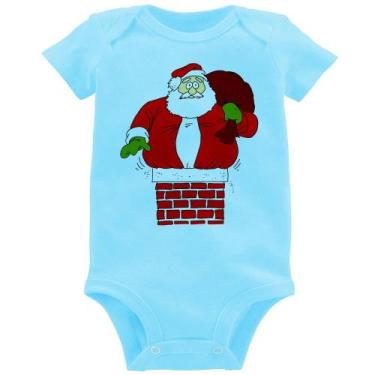 Imagem de Body Bebê Papai Noel Chaminé - Foca na Moda, Azul bebê, GG