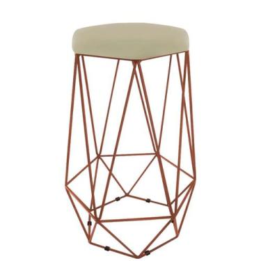 Imagem de Baqueta Paris Alta Hexagonal Base Bronze - Jbf Poltronas e Cia, Bege