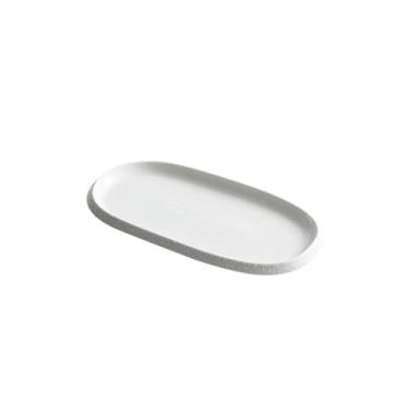 Imagem de Louça de prato oval doméstico de cerâmica, prato raso artístico branco - prato oval inglês 11,4