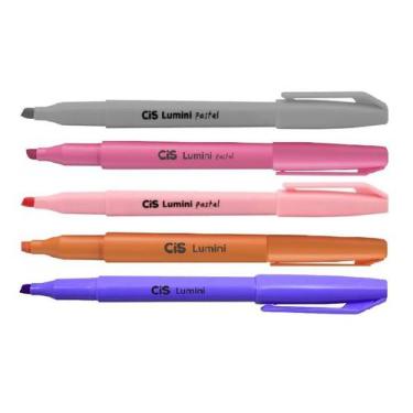 Imagem de Cis Lumini Marca Texto 5 Cores Novas Pastel E Neon