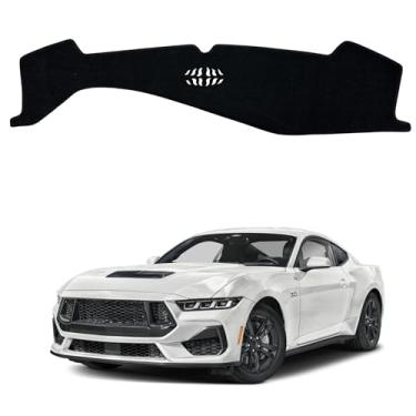 Imagem de INUBOXES Capa antiderrapante para painel de painel, ajuste personalizado, capa de console central, protetor solar compatível com Ford Mustang 2024 2025 acessórios pad (sem HUD) (acabamento preto)