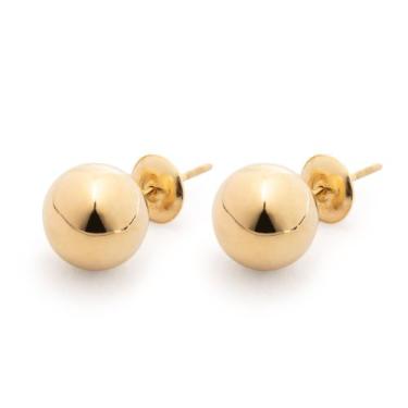 Imagem de Brinco Bola de Ouro 18k 750 Diâmetro 6mm Clássico - Adriajp Joias