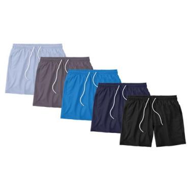 Imagem de Kit 5 Shorts Masculino Liso Básico Bermuda Tactel Água Praia Treino Ac
