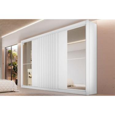 Imagem de Guarda Roupa Casal Vitória c/6 Gavs e 3 Ptas Correr Ripada c/2 Esp-Europa Branco Acetinado