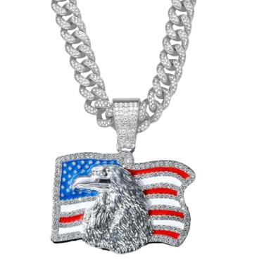 Imagem de Xikui Colar com pingente cubano, colar de corrente Miami Ice Out, joia hip-hop com pingente de animal para homens e mulheres, 50,8 cm, normal, Liga de aço, Zircônia cúbica