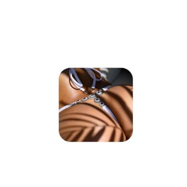 Imagem de Calcinha fio dental com corrente de strass – biquíni ajustável com corrente de cristal de praia de verão – Festival Rave G String joia de cintura para mulheres, Metal, Liga metálica.