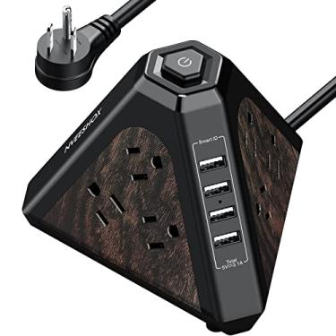 Imagem de NVEESHOX Protetor de sobretensão de torre com 9 saídas 1 USB C e 3 portas USB A, Torre de carregamento de cabo de extensão de 3 m com várias tomadas, proteção contra surtos de sobrecarga à prova de fogo para escritório em casa
