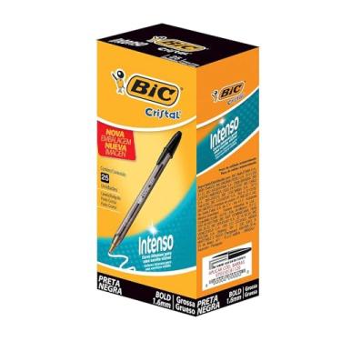 Imagem de Caneta Esferografica BIC Cristal Intenso, Preta, Ponta Grossa de 1.6mm, Bold, 884639, Cartucho de 25 Unidades
