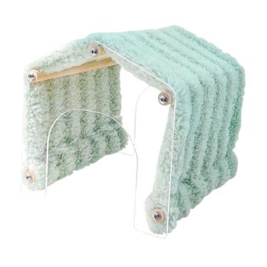 Imagem de Fenteer Esconderijo de porquinho de cobaias abrigo de pele de animal pequeno destacável acrílico sem fundo e lã quente hideaway hamster tubo de túnel, Verde