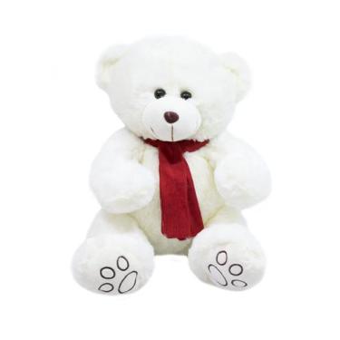 Imagem de Urso Branco Cachecol Vermelho 35cm - Pelúcia - Foffylandia