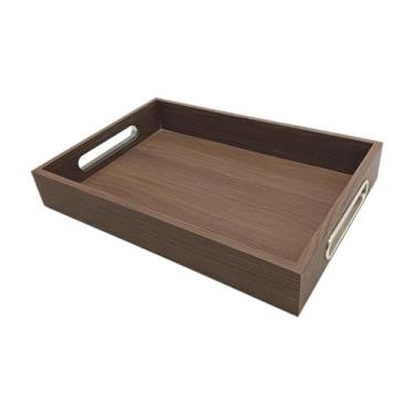 Imagem de Fenteer Bandeja de servir com alças, bandeja de de lanche para lanche para o prato para bebedores para bebedores de casas de casas entreginantes