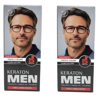 Imagem de Kit 2 Keraton Men Louro Escuro Trata e Colore - Kert
