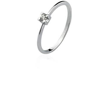 Imagem de Anel Ouro 18k Branco Solitário Diamante 12