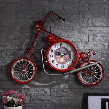 Imagem de Escultura de relógio de parede de parede - decoração de parede, relógio de parede de motocicleta de ferro forjado retrô, decorações de natal de motocicleta, decoração criativa de parede da l