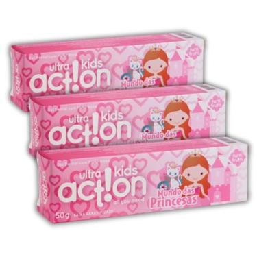 Imagem de Kit 3 Creme Dental Infantil Mundo das Princesas Tutti Frutti, Boni Kids, Ultra Action