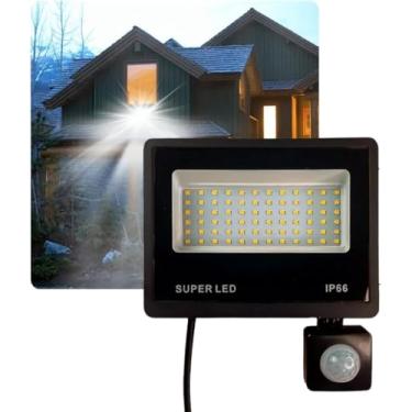 Imagem de Refletor LED 20w com Sensor de Presença, Holofote Bivolt, Branco Frio 6500k, Iluminação Externa
