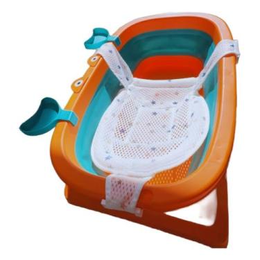 Imagem de Banheira Dobrável Portátil Para Bebê C/ Redinha De Segurança - Tibaby,