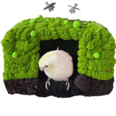 Imagem de Ninho de pássaro para gaiola, cama de pássaro pendurada de pelúcia para periquito, casa de pássaros reprodutores para conure, periquito, calopsita, periquito, canário, tentilhão, ninho quente para